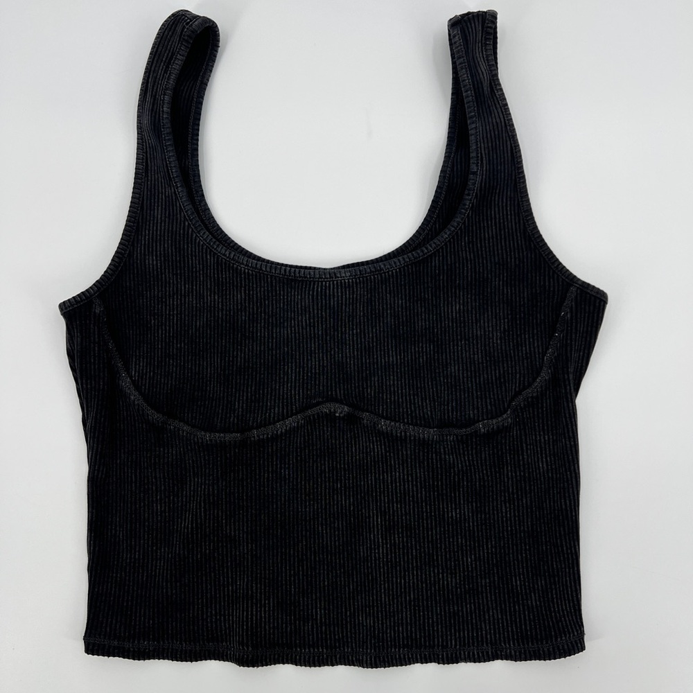 Wild Fable Womens Large Crop Ribbed Washed Goth Soft Sexy Black Tank Top Shirt